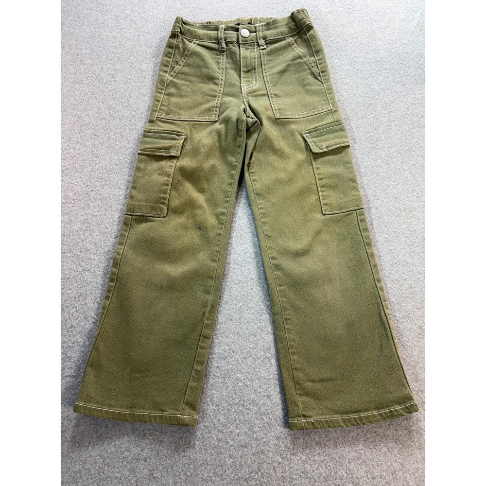 Forever 21 Kids Olive Green Cargo Pants Contrast Stitch Size 5/6